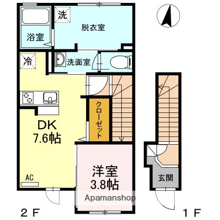 グランメゾン祇園(1DK/2階)の間取り写真