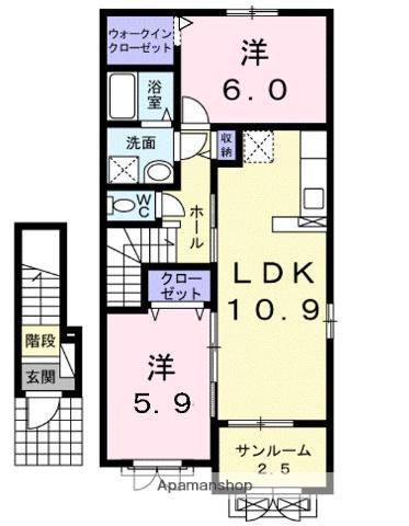 キングビートル(2LDK/2階)の間取り写真