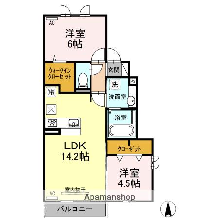 VILLE NOUVELLE(2LDK/1階)の間取り写真