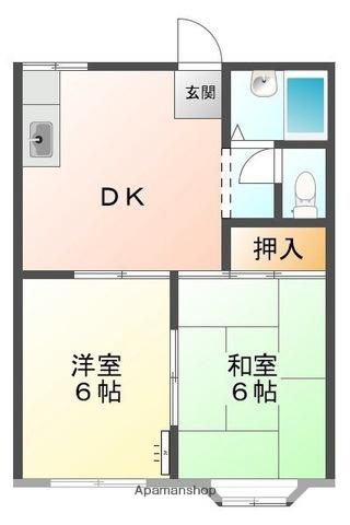 吉井ハイツB棟(2DK/1階)の間取り写真