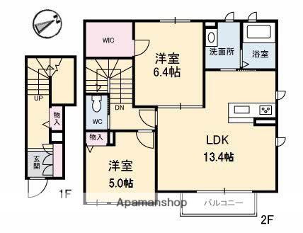 アトリエールⅡ(2LDK/2階)の間取り写真