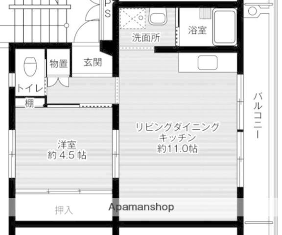 ビレッジハウス境港第三1号棟(1LDK/3階)の間取り写真