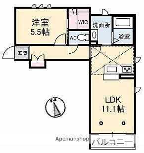 シャーメゾン祇園(1LDK/1階)の間取り写真