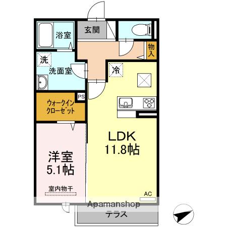 ソシエール(1LDK/1階)の間取り写真