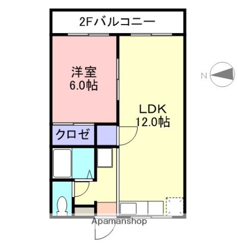 レックハウス 三旗(1LDK/2階)の間取り写真