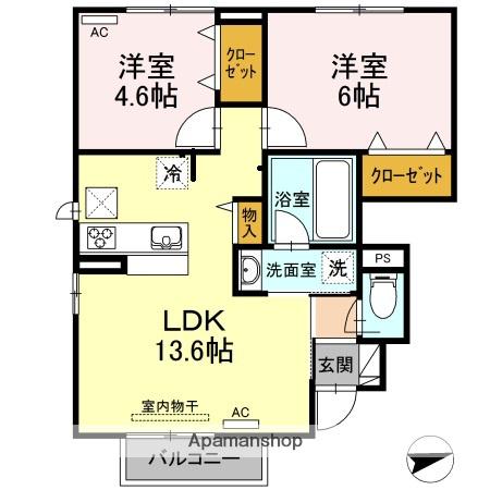 ヴィラ オーヴェスト(2LDK/1階)の間取り写真