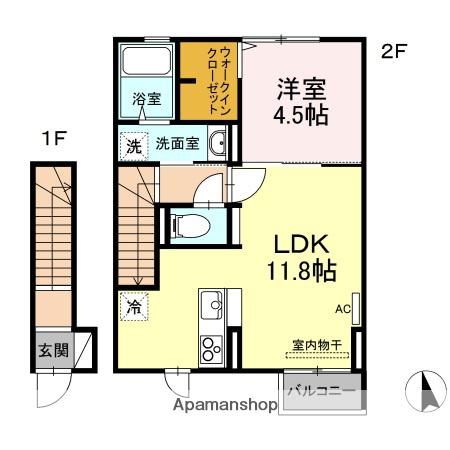 プレシャス(1LDK/2階)の間取り写真