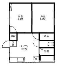 コーポあさひ(2DK/2階)の間取り写真