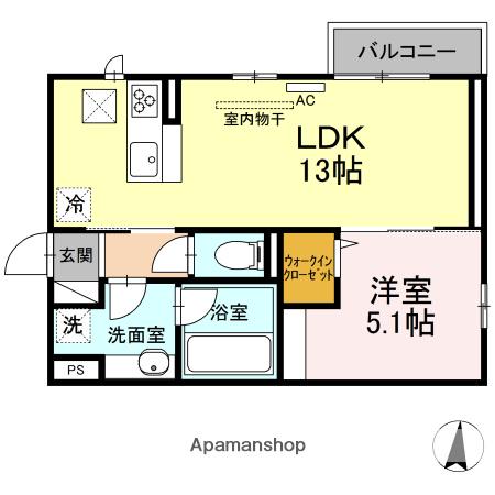 ベアーワン(1LDK/2階)の間取り写真