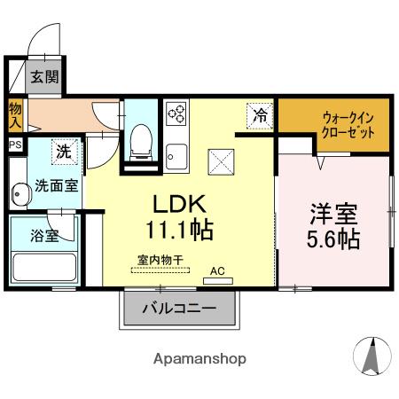 ベアーワン(1LDK/1階)の間取り写真