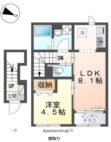 アヴニール(1LDK/2階)の間取り写真