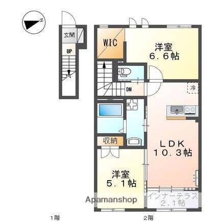 HOLLY(2LDK/2階)の間取り写真