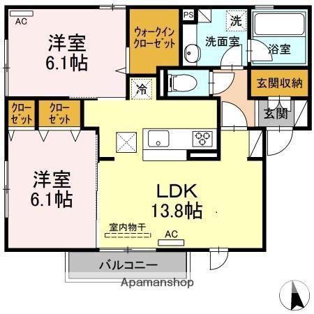 リカーム-オクト リカーム(2LDK/1階)の間取り写真