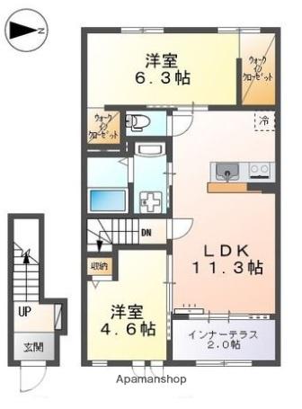 メリディア(2LDK/2階)の間取り写真