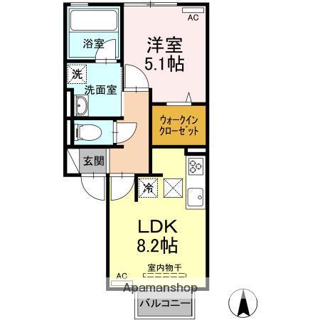 JOYEUX(1LDK/1階)の間取り写真