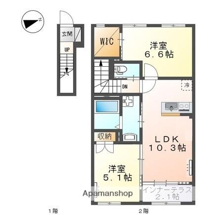 LINK ROMMTY(2LDK/2階)の間取り写真