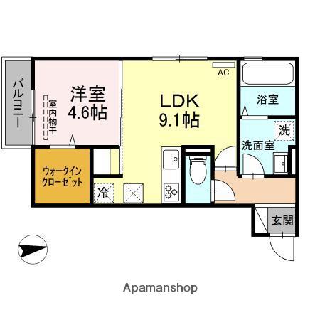 TORISIA新開(1LDK/1階)の間取り写真