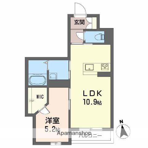 グランドマテリアル(1LDK/2階)の間取り写真