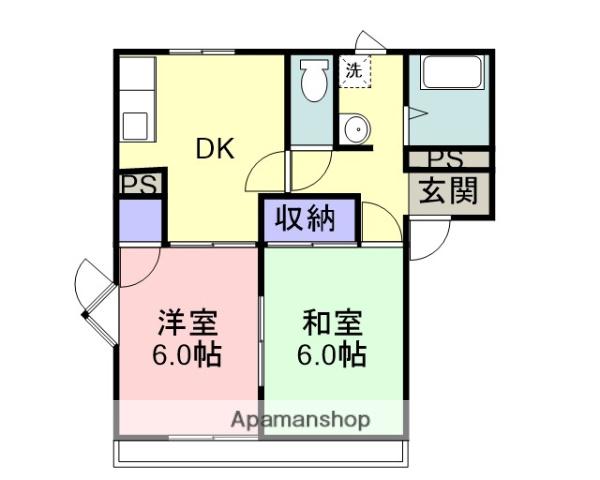 ハウジング西福原(2DK/2階)の間取り写真