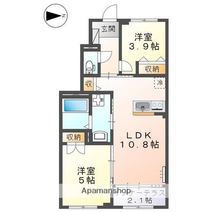 MERVEILLE(2LDK/1階)の間取り写真