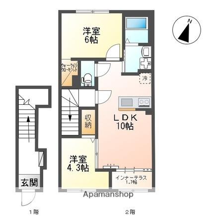 ベントルナータ(2LDK/2階)の間取り写真