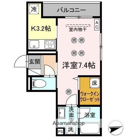 パーシモン駅南Ⅱ(1K/1階)の間取り写真