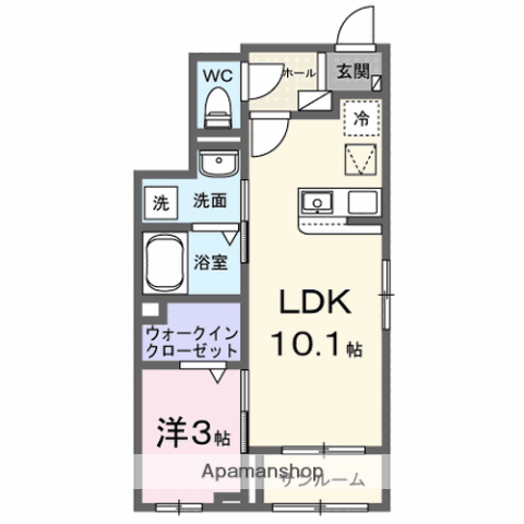 ガーデン(1LDK/1階)の間取り写真