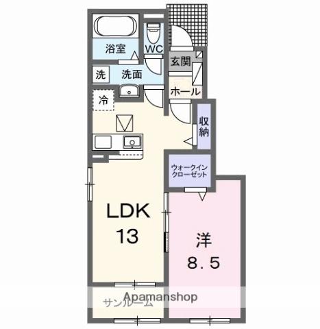 コルヴェール(1LDK/1階)の間取り写真