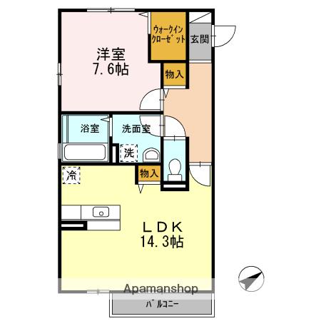 MELFEEL(1LDK/1階)の間取り写真