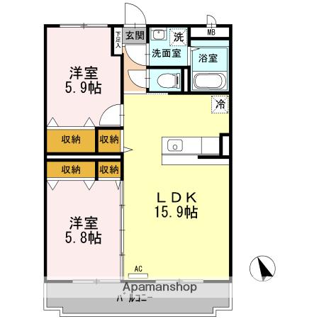 アールブランE(2LDK/2階)の間取り写真