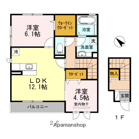 エストソーレ(2LDK/2階)の間取り写真