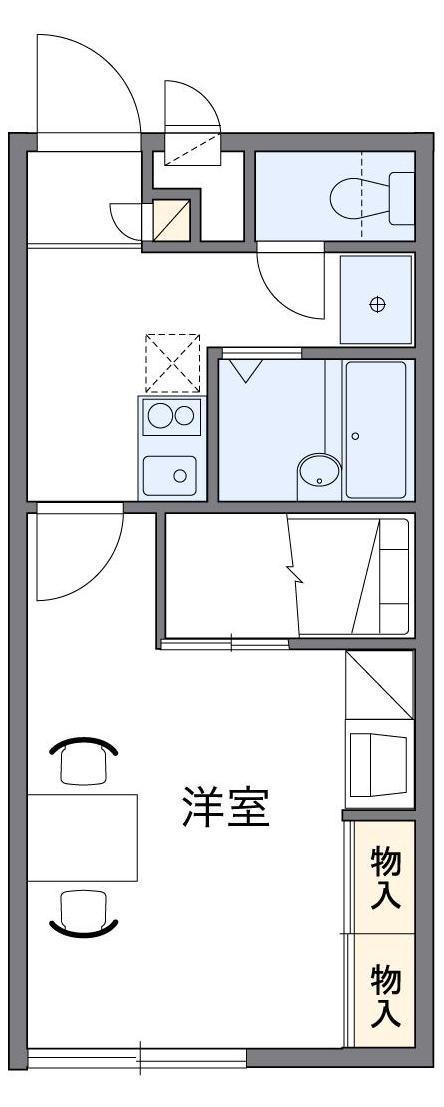 レオパレスU K N(1K/1階)の間取り写真