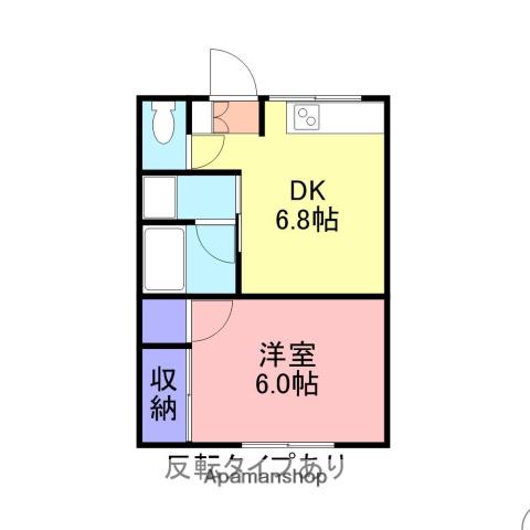 クリーンハイツB棟(1DK/2階)の間取り写真