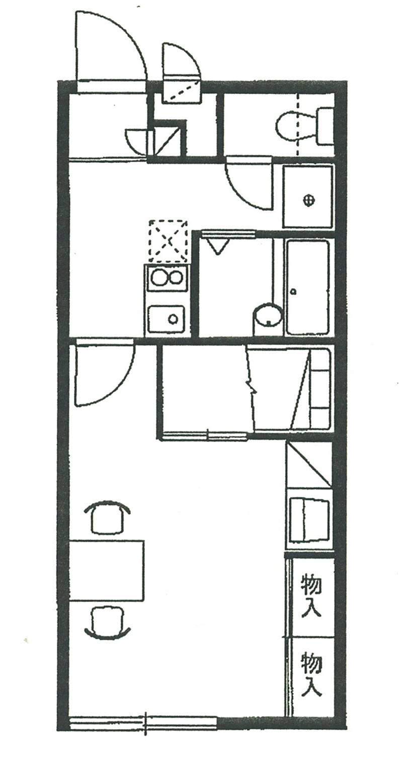 レオパレスウェルスⅡ(1K/1階)の間取り写真