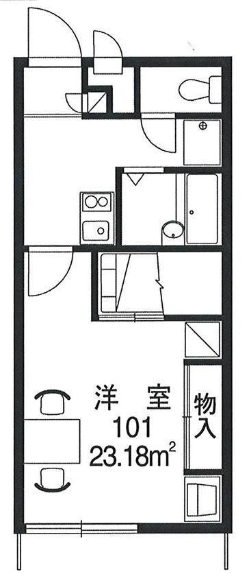 レオパレスコンフォール(1K/2階)の間取り写真