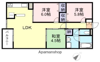 YNT第1マンション(3LDK/1階)の間取り写真