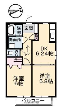 メゾンドプラス(2DK/2階)の間取り写真