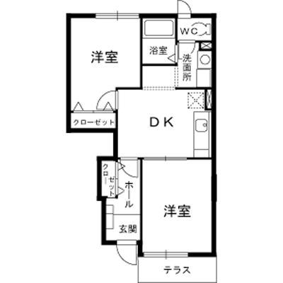 アスピラシオンⅠ(2DK/1階)の間取り写真