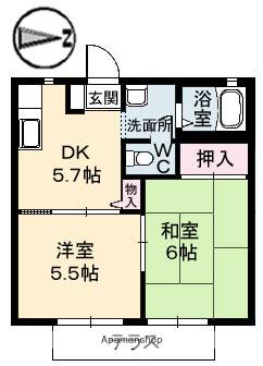 ラフォーレアダチ(2K/1階)の間取り写真