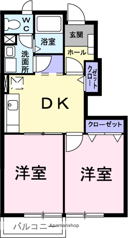 サニーリバーB棟(2DK/1階)の間取り写真