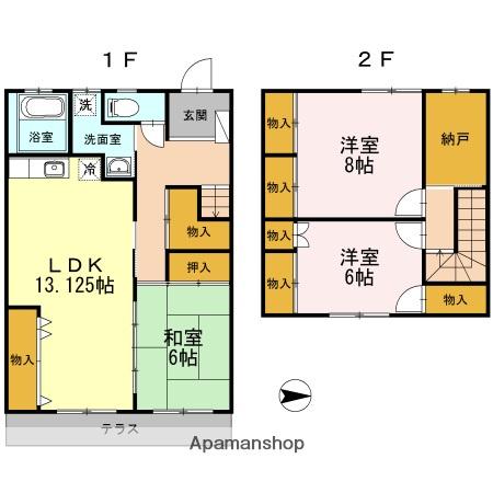 イーストヒルズ 2棟(3LDK/1階)の間取り写真
