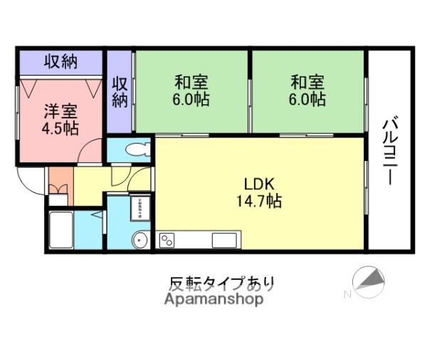 グランデ渡辺(3LDK/3階)の間取り写真