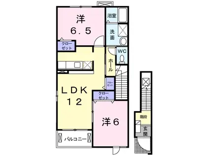 YAMATO(2LDK/2階)の間取り写真