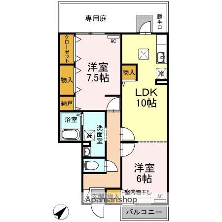 ファミールS(2LDK/1階)の間取り写真
