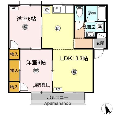 セジュールサバスC棟(2LDK/1階)の間取り写真