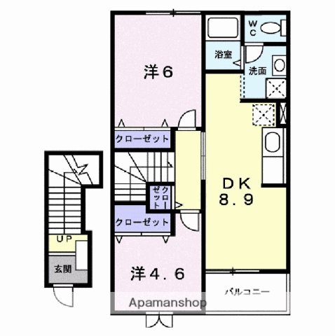 フレーシア(2DK/2階)の間取り写真
