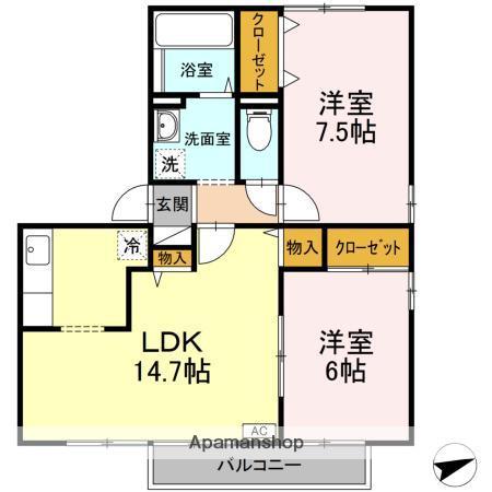 ソフィア M(2LDK/2階)の間取り写真