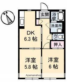 ハイツ安倍21Ⅰ(2DK/2階)の間取り写真