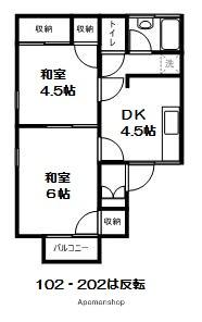 コーポリーベ(2DK/2階)の間取り写真