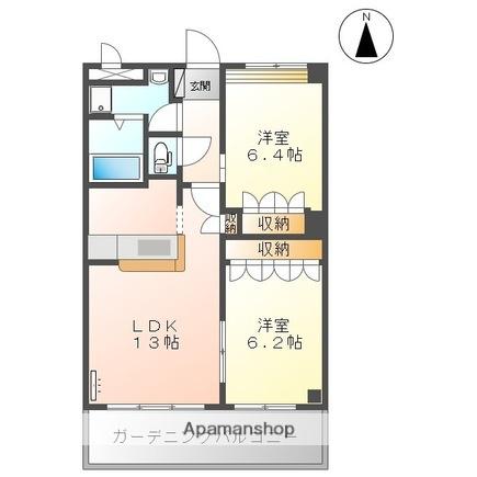 フォレストガーデンB棟(2LDK/2階)の間取り写真